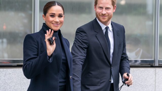 New York, NY - September 23, 2021: The Duke and Duchess of Sussex, Prince Harry and Meghan visit One World Observatory on 102nd floor of Freedom Tower ofWorld Trade Center