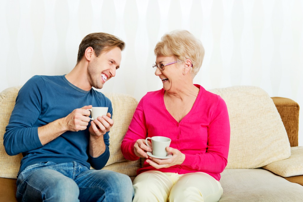 mom and son talking