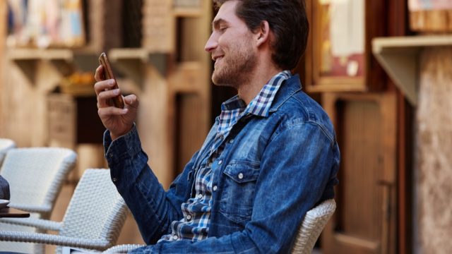 Man checking smartphone