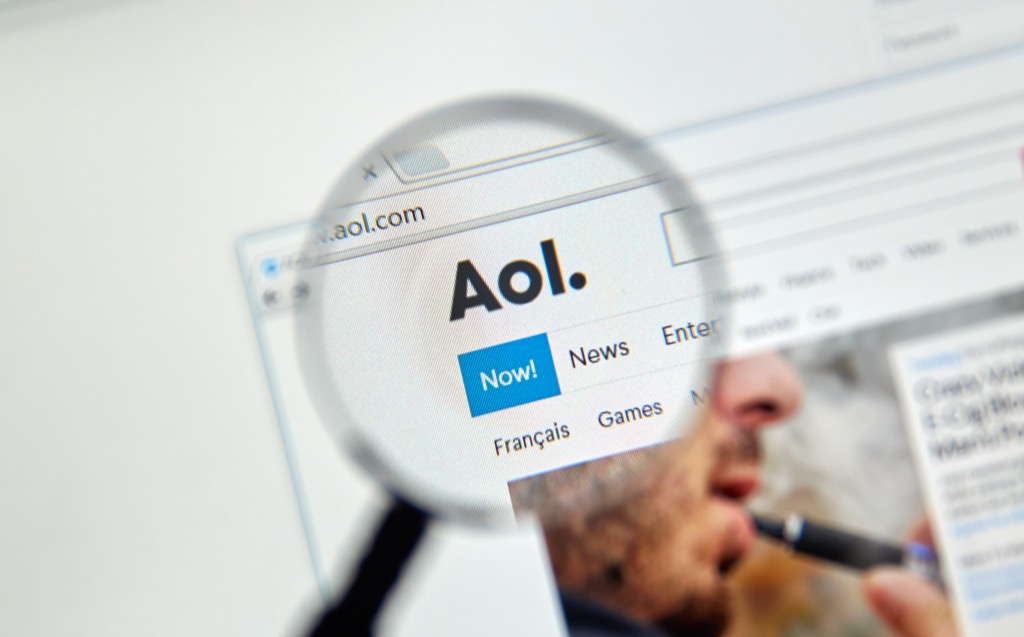AOL log in screen with logo magnified