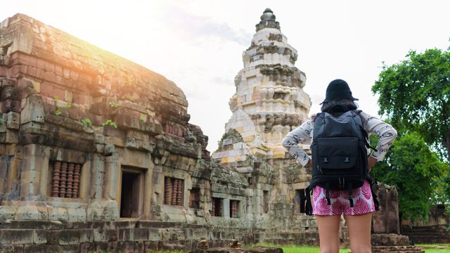 Woman traveling alone