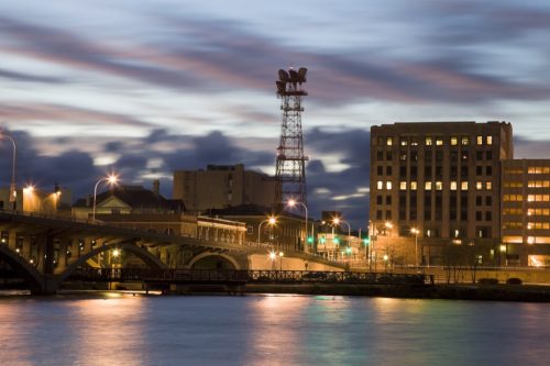 Rockford, Illinois bridge at night