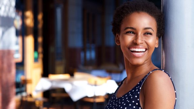 woman smiling happy teeth