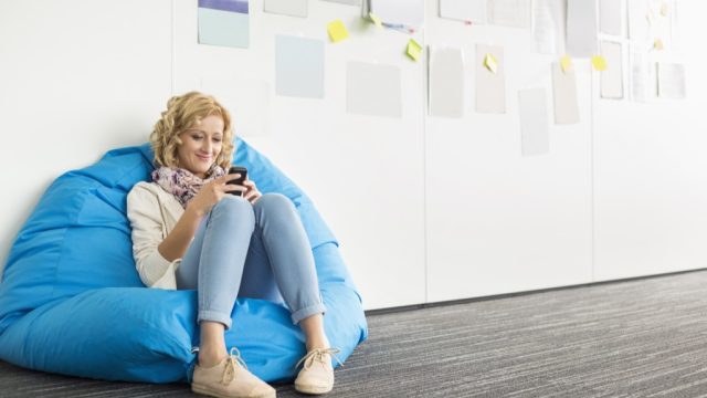 no woman over 40 should have a bean bag chair in her apartment