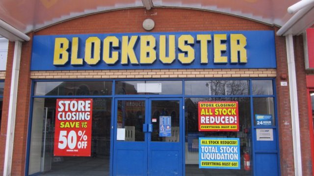 blockbuster with a store closing sign