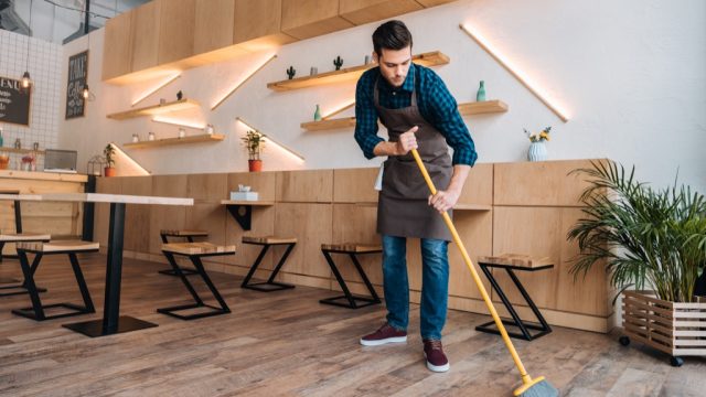 Server closing restaurant