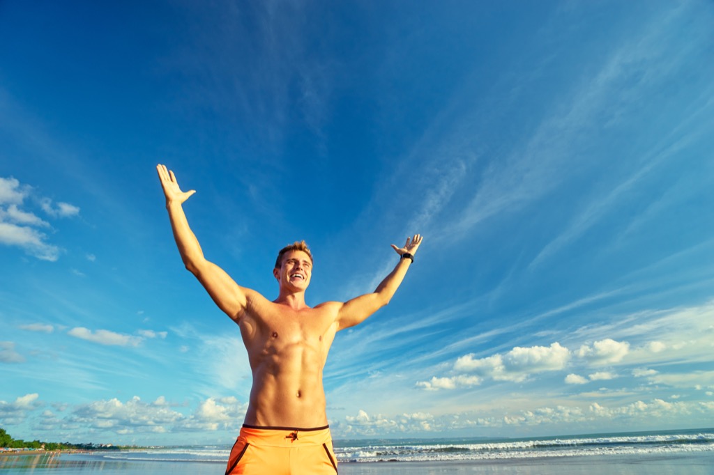 Fit man feeling happy and energized cheesy affirmations
