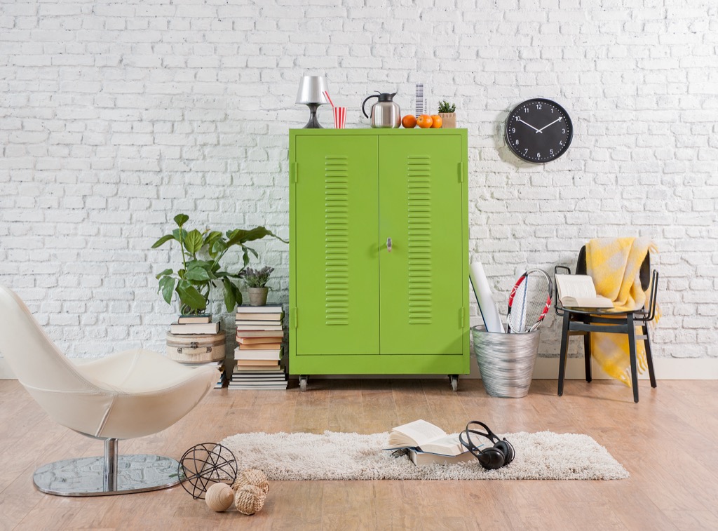 Avocado Green Cabinets Organized