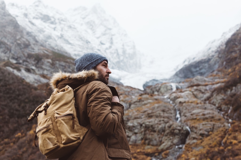 man on a hike