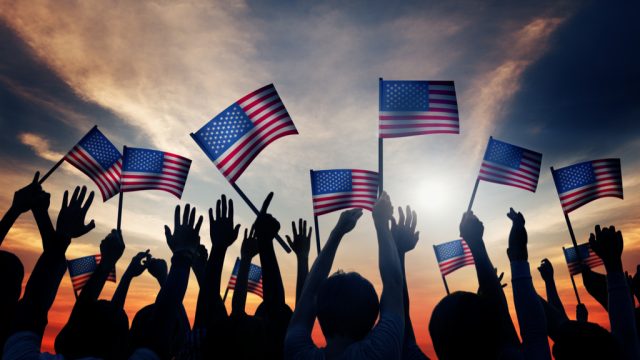 American Flags in Crowd