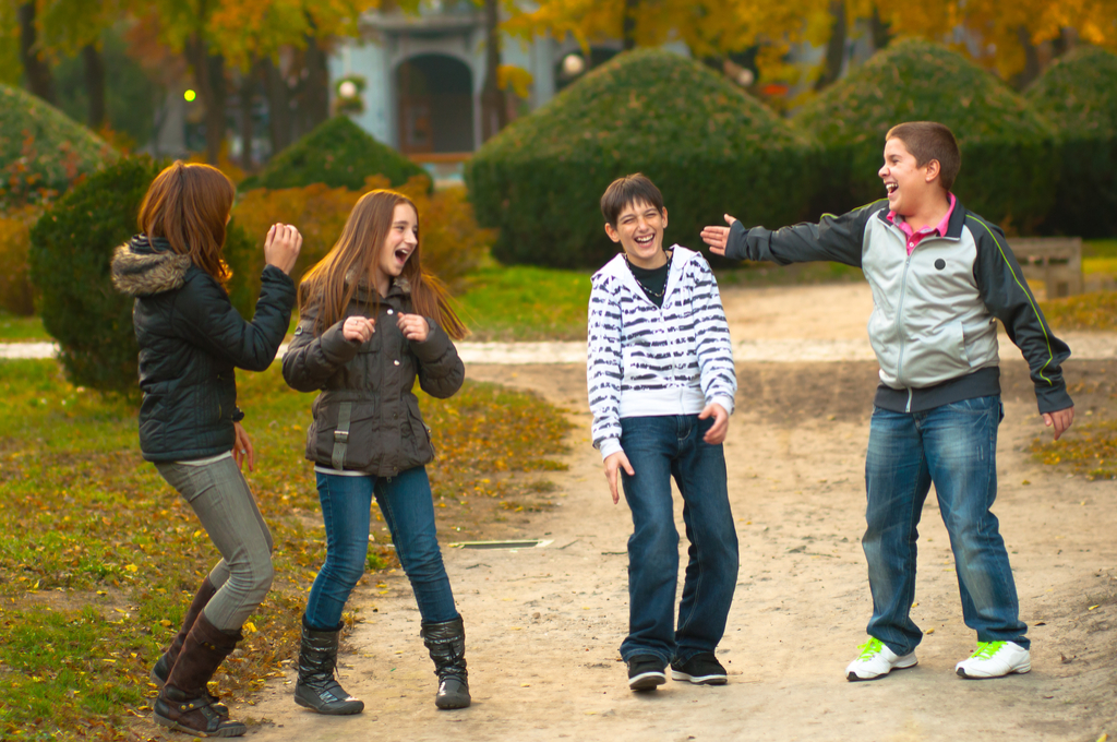 Group of Kids Laughing about riddle
