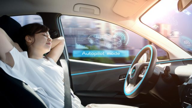 Woman Sleeping in Self Driving Vehicle Life in 100 Years