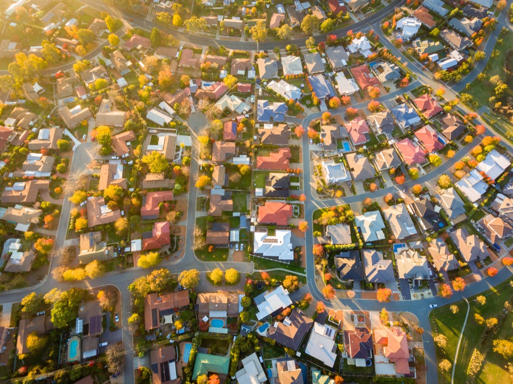 Aerial view of suburb