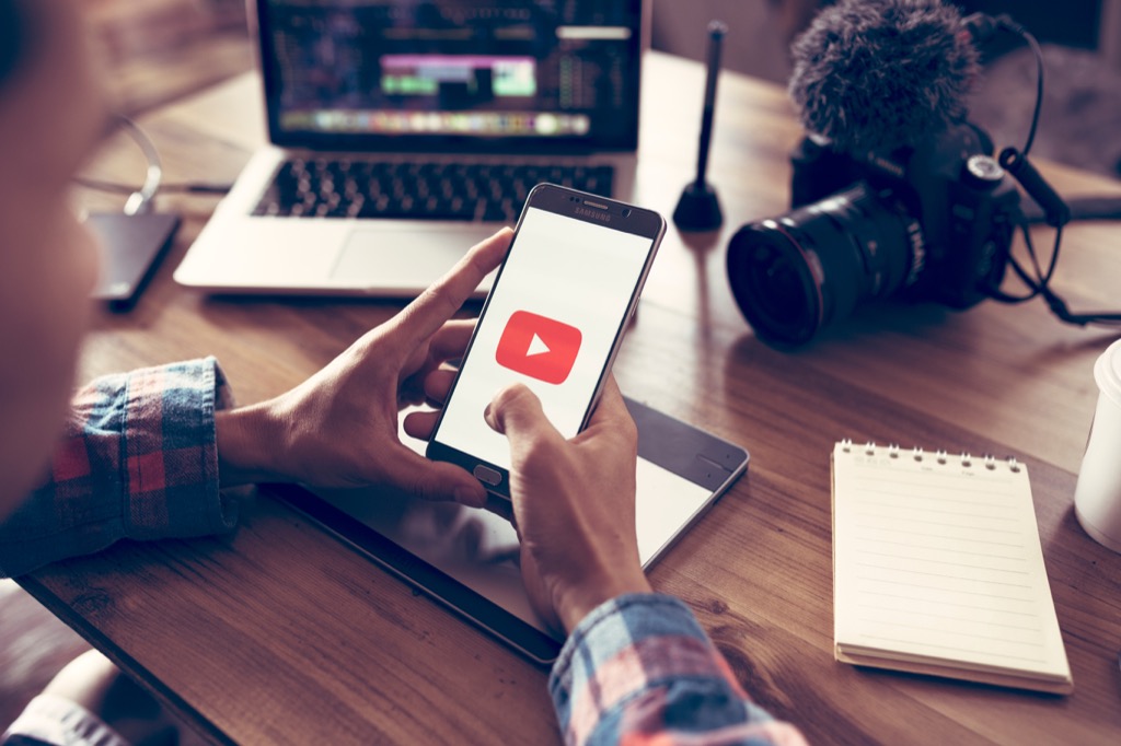 YouTube video on smartphone