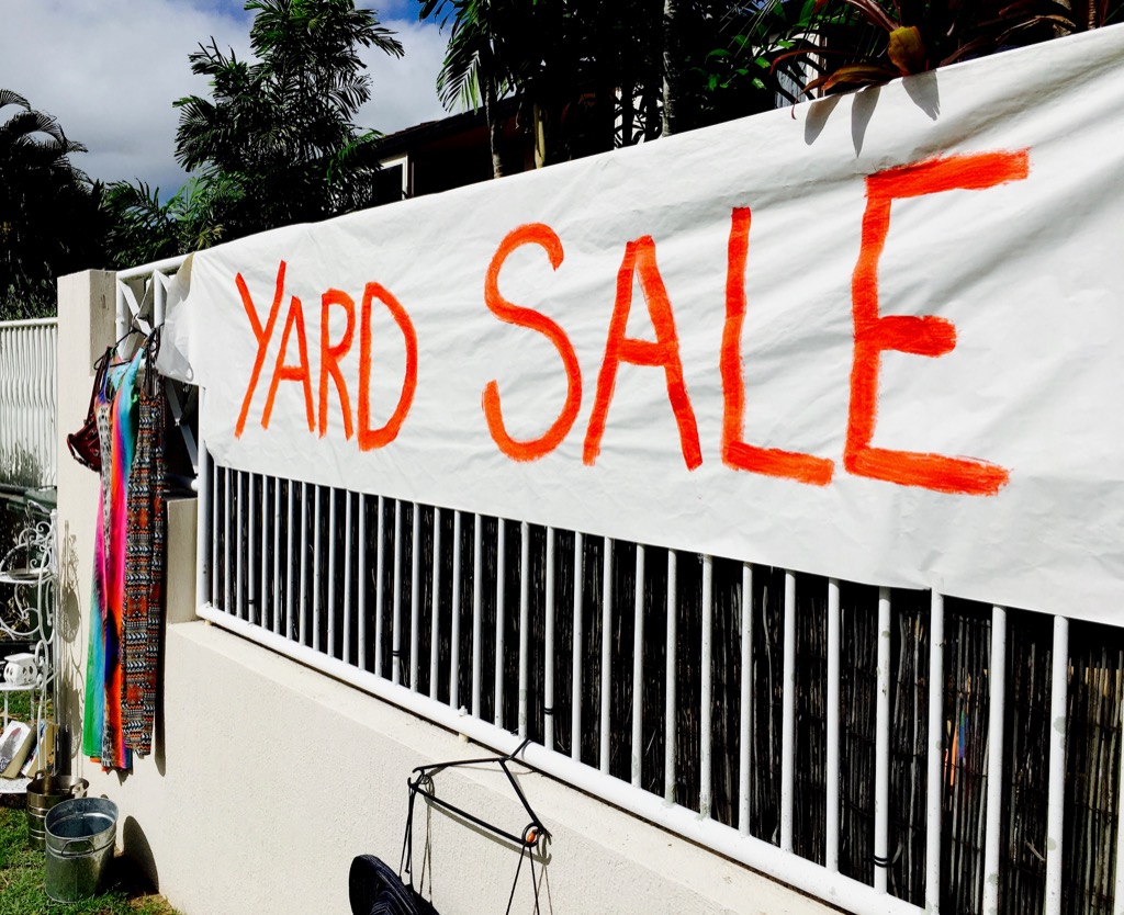 yard sale in the summer 