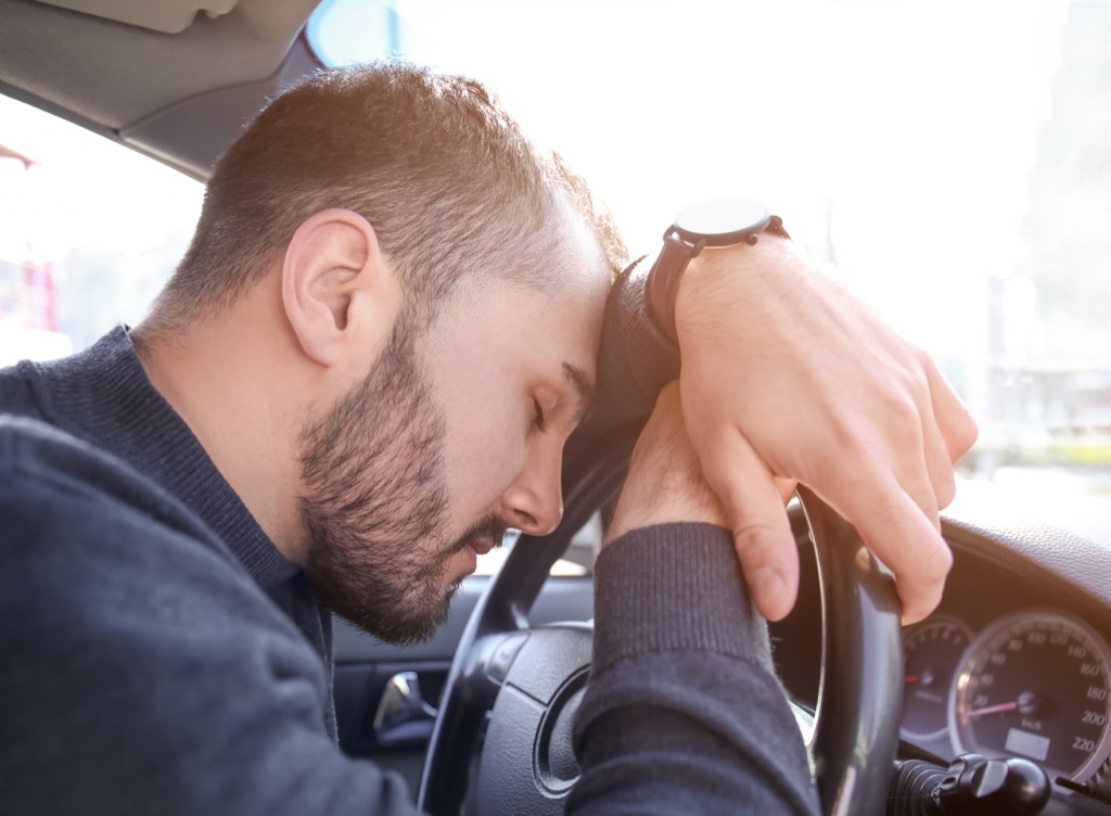 Man falling asleep while driving