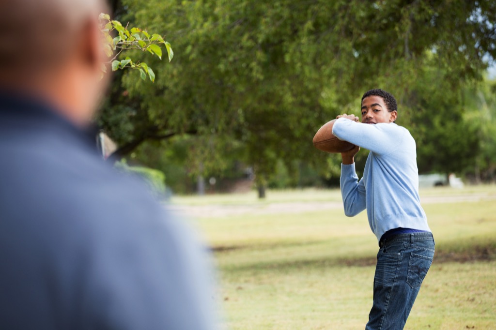 father and son playing catch