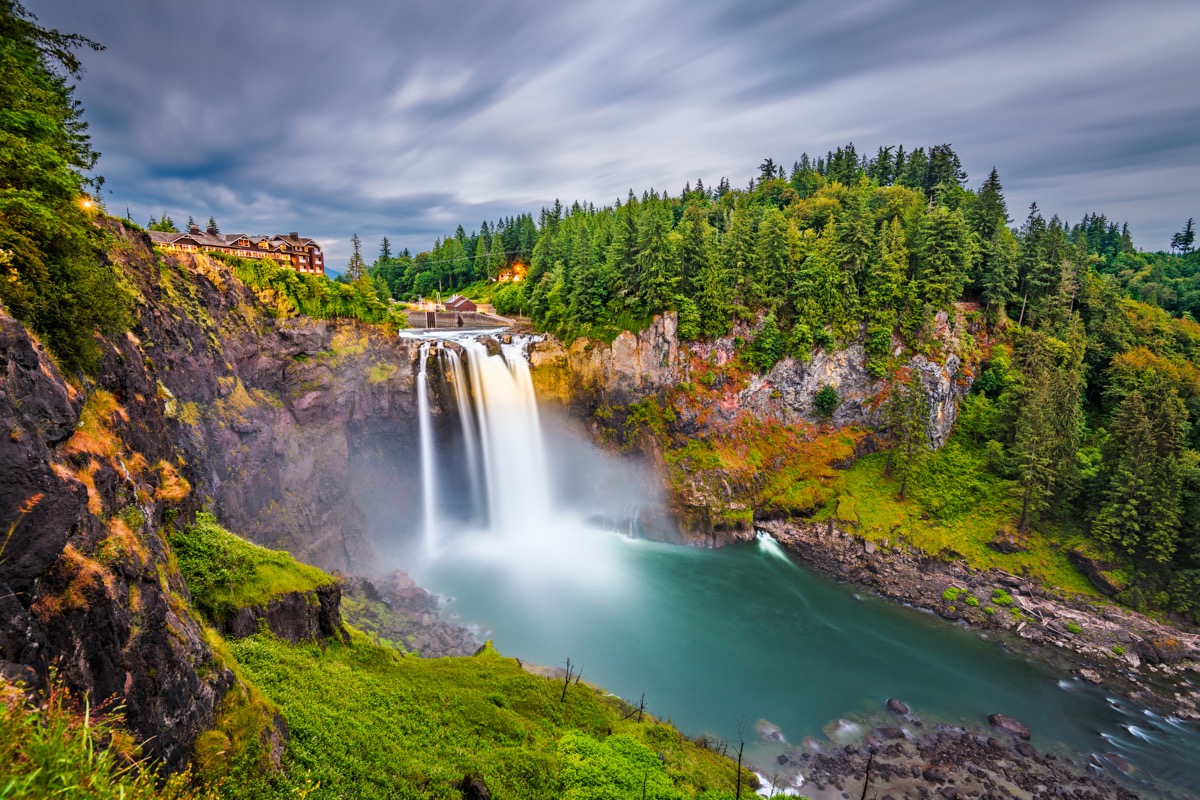 waterfall spilling into a pool