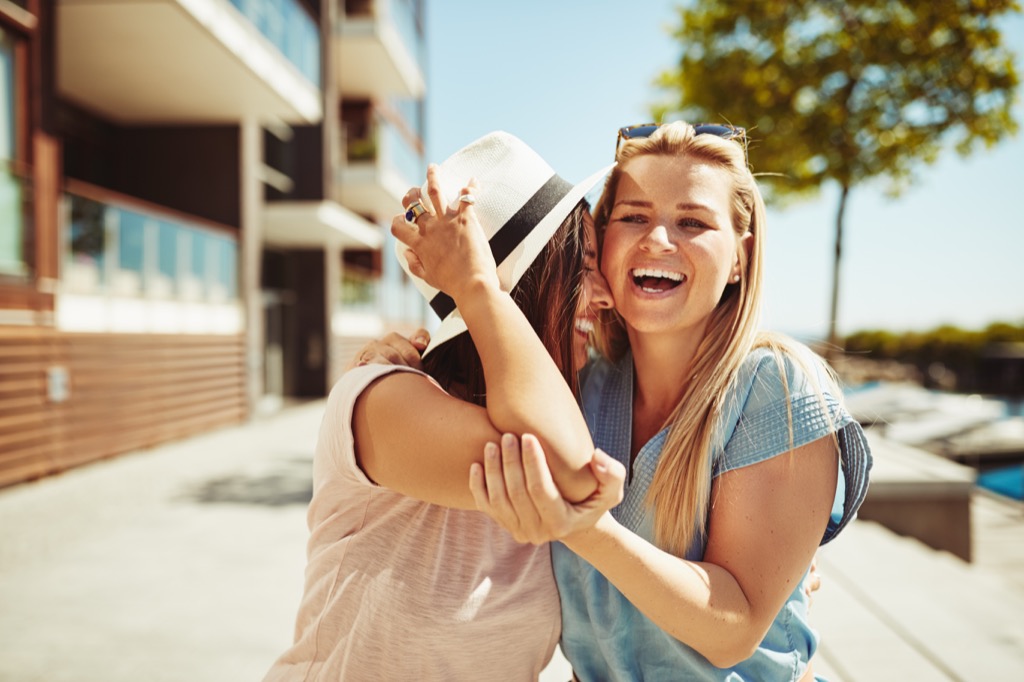 Friends, girlfriends, friends laughing
