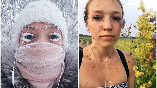 anastasiagav, who lives in Yakutia, posted photos that show off the extreme temperatures in this Siberian region.