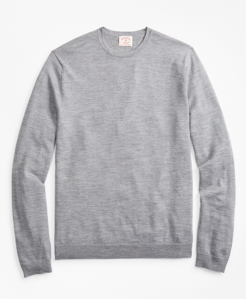 brooks brothers grey merino crew