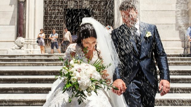 Throwing rice wedding
