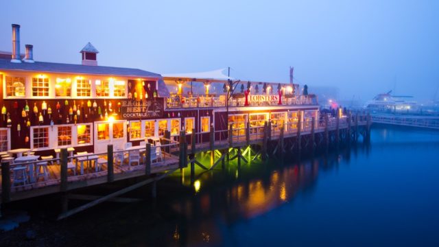 bar harbor maine at dusk