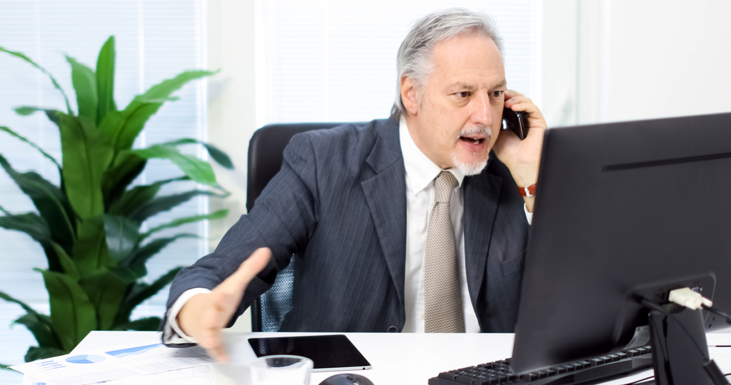 Angry Man Talking to Customer Service