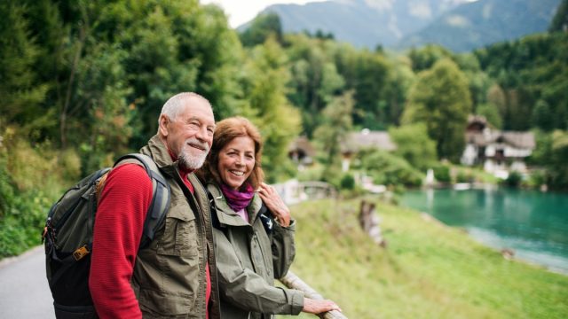 Older couple on a hike