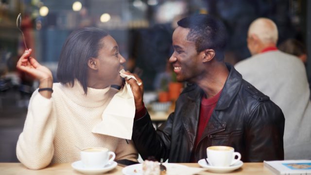 couple on a romantic date in a coffee shop