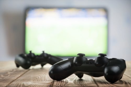 video came controllers in front of tv