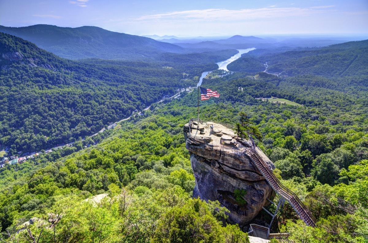 Chimney Rock in North Carolina from above