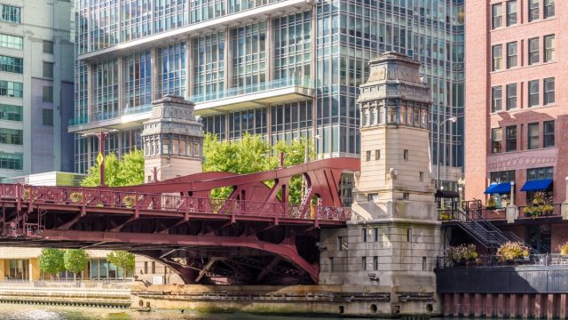 Chicago's beautiful Riverwalk along the Chicago River