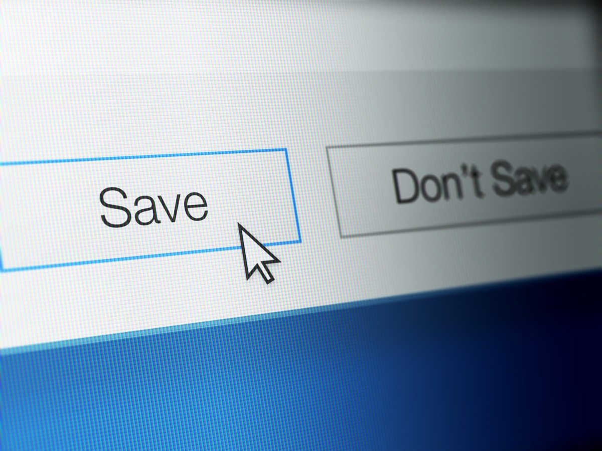 "Save" button on computer monitor screen