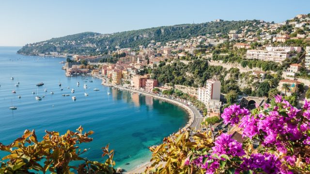Panoramic view of Cote d'Azur near the town of Villefranche-sur-Mer