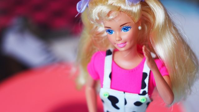 A beautiful barbie with white hair. Stylish doll. Editorial use only. - Image