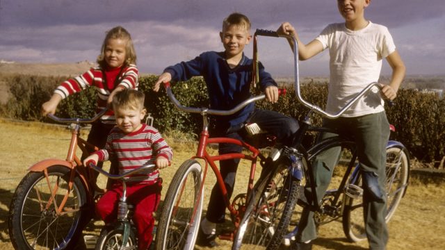 1960s kids on bikes