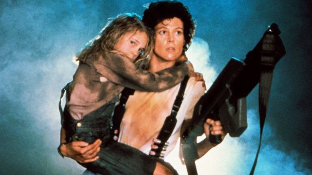 Carrie Henn and Sigourney Weaver in Aliens