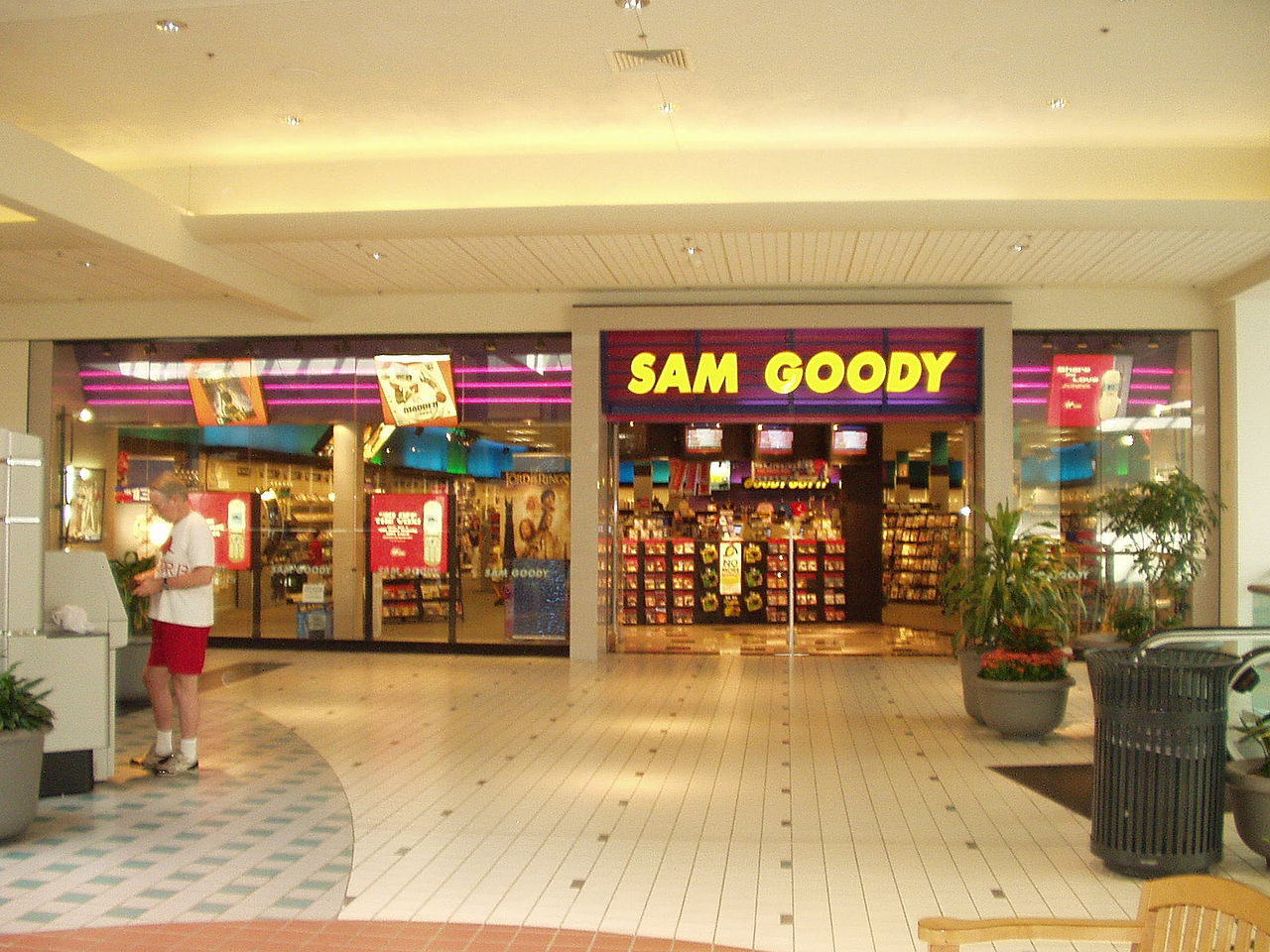 Sam Goody storefront inside a mall, one of the great 1990s stores