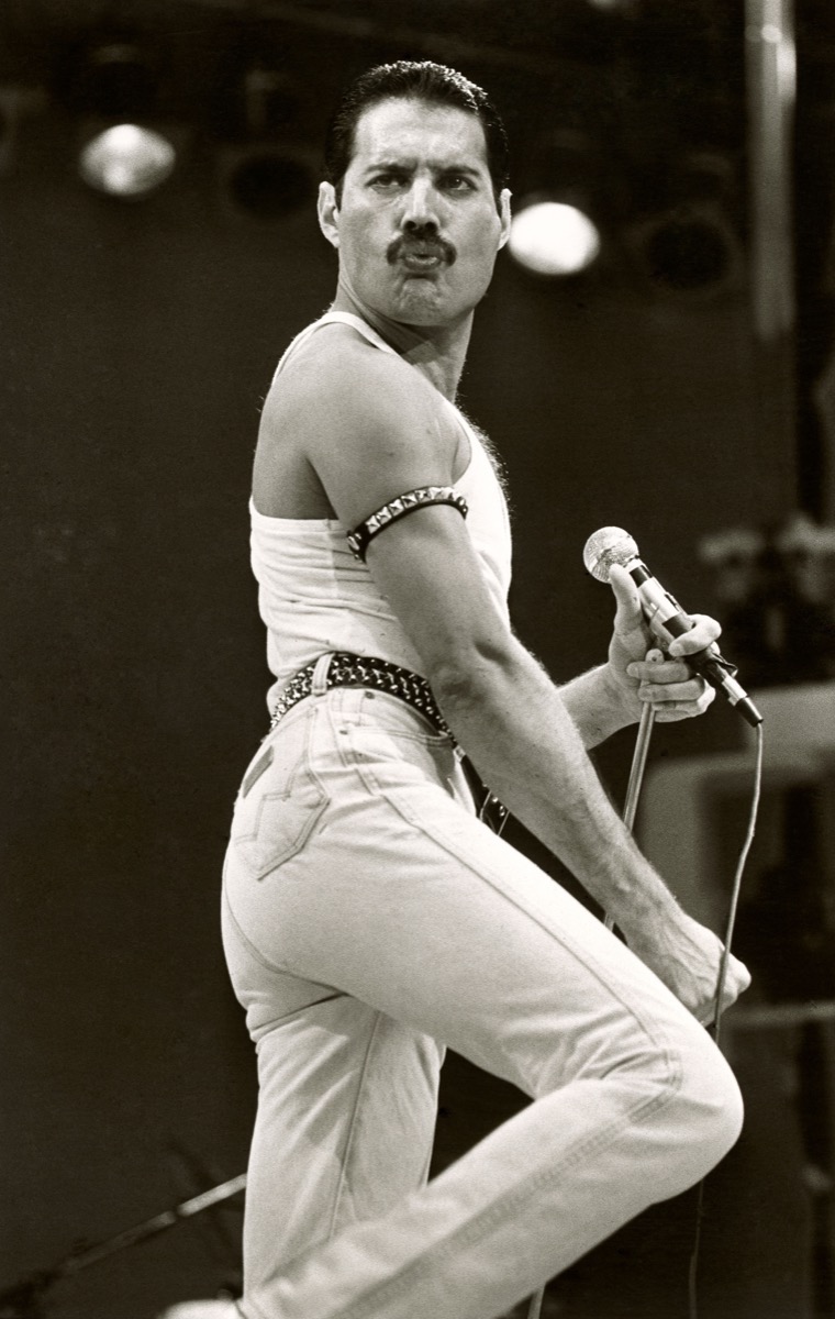 Freddie Mercury performing at Live Aid