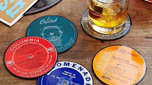 upcycled record coasters from uncommon goods, best boyfriend gifts