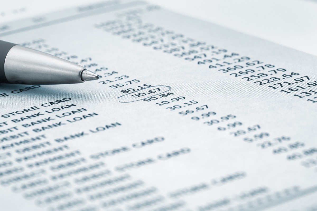 bank statement with pen, spam mail