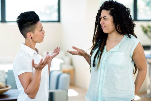 lesbian couple fighting, parent divorce