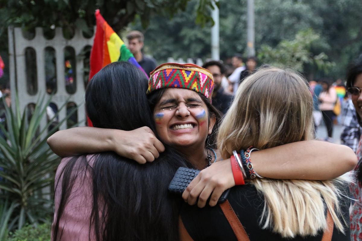 people hugging at delhi queer pride parade in india photos from pride celebrations