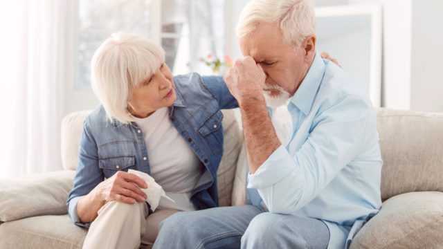 woman is too busy caring about her husband's minor headache to realize she might be having a stroke