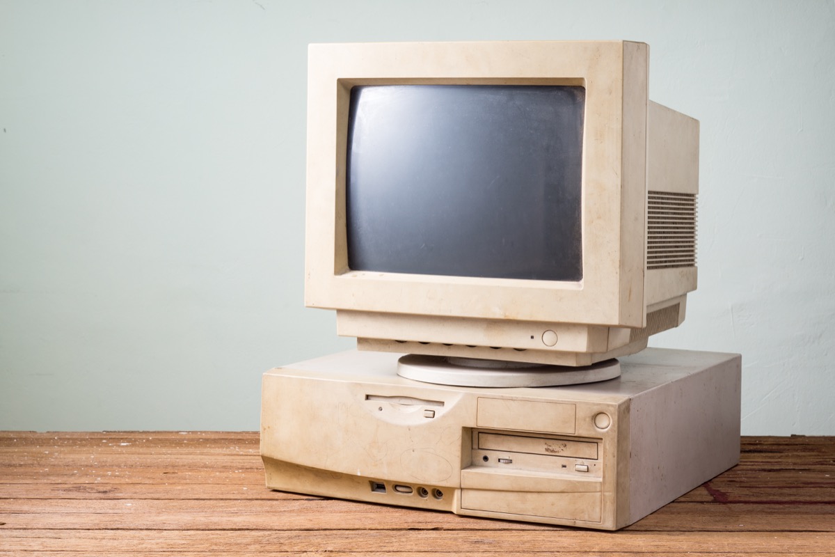old dirty computer on a table