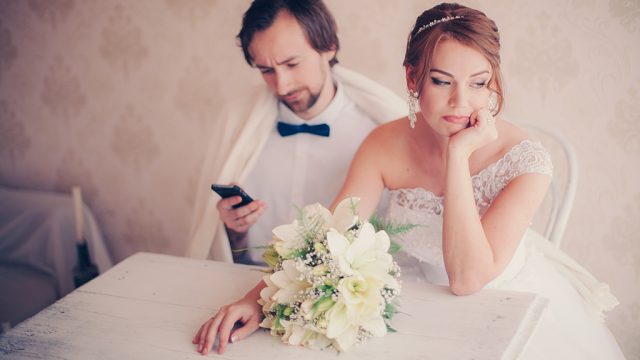 bored bride and groom doomed marriage