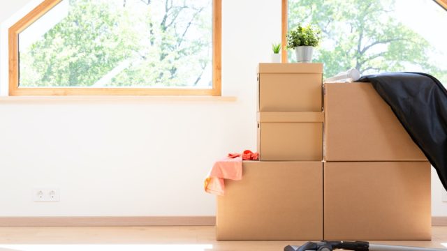 cardboard storage boxes in attic