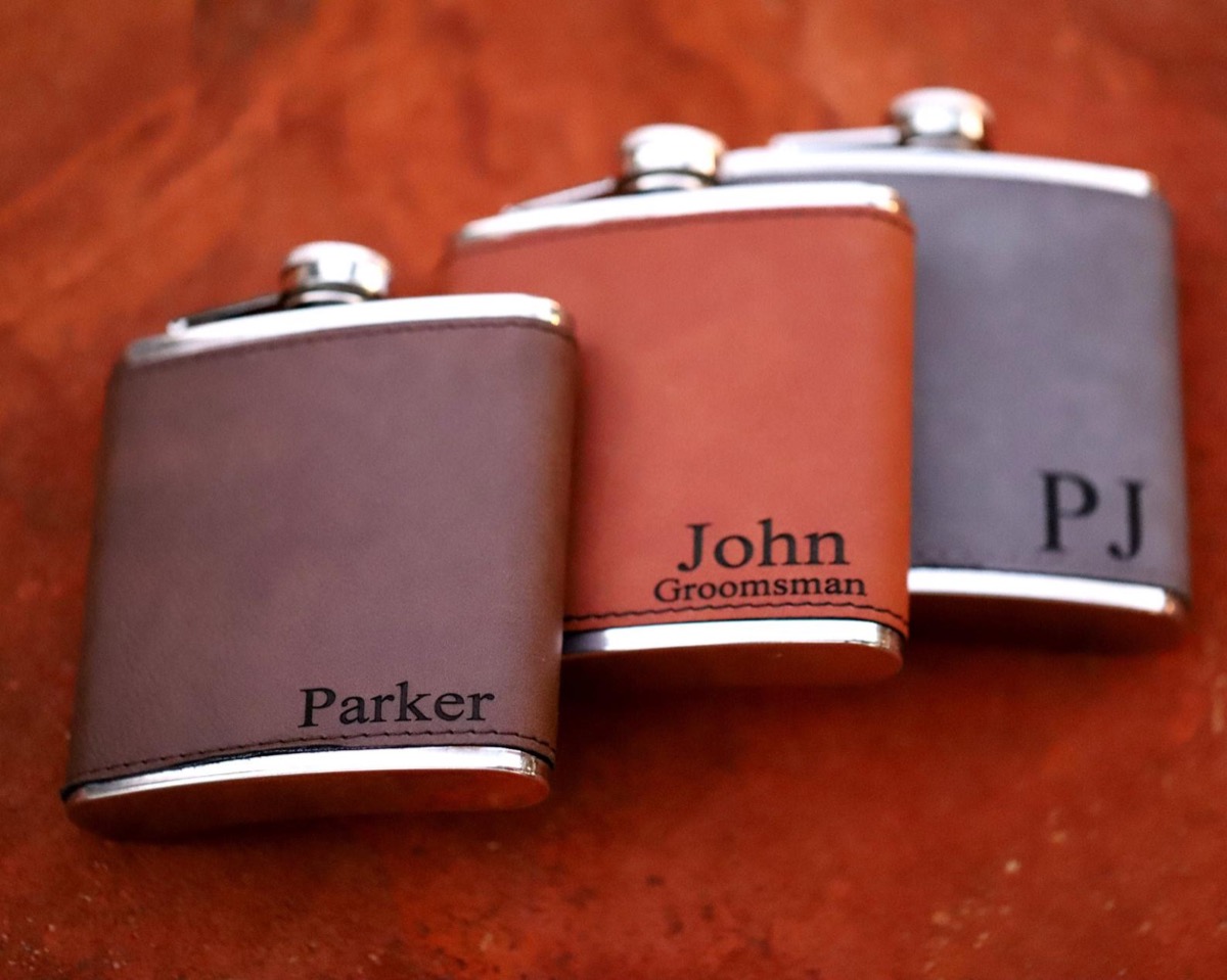 custom leather flask, best friend gifts