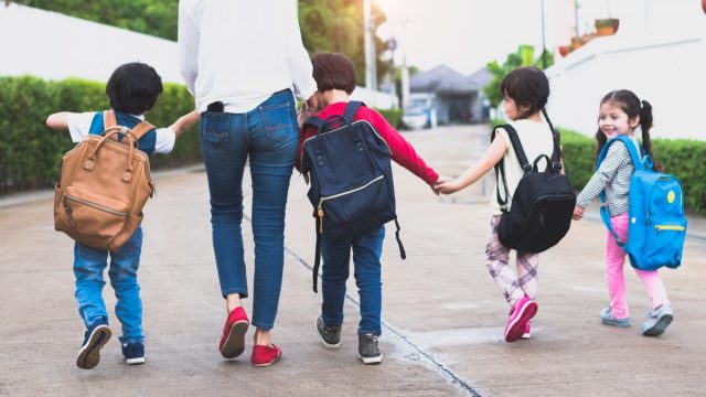 mom taking kids back to school, back to school mistakes